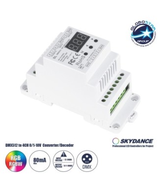 GloboStar® 73139 DL SKYDANCE DC DMX512 Signal Amplifier Din Rail Ράγας 2 Καναλιών DC 12-48V - IP20  Μ11.5 x Π5 x Υ6.5cm - 5 Χρόνια Εγγύηση